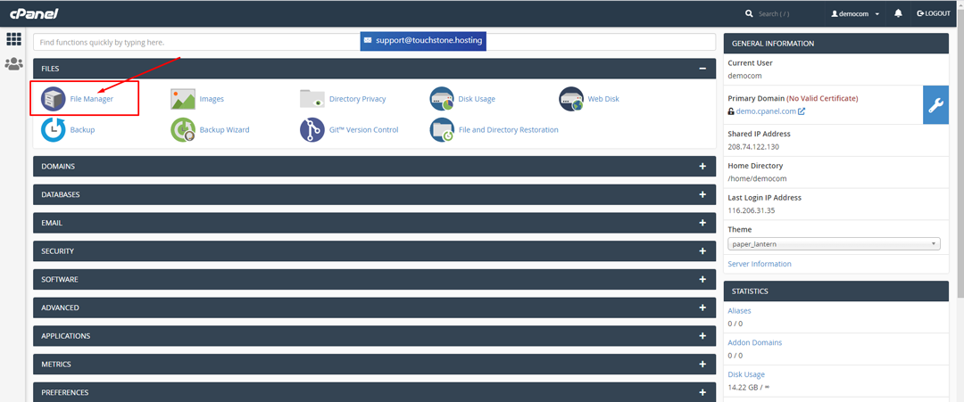 cPanel file manager